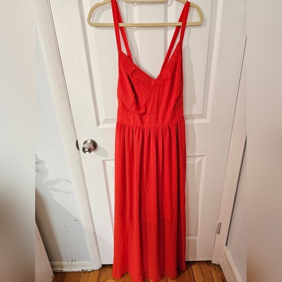 Torrid Orange Embroidered Chiffon Maxi Dress in Size 1 - Picture 3 of 6